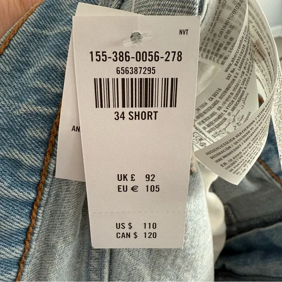 NWT Abercrombie Fitch The 90s High Rise Relaxed Jean Medium With Front Yoke 34 S - Picture 12 of 16